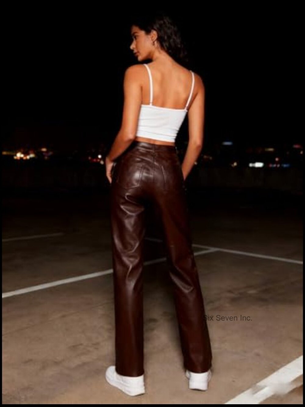 PU High Waist Wide Leg Pants Y2K Concert Trousers - Picture 2 of 7